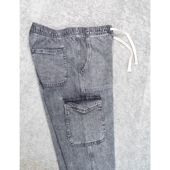 Gap Denim Easy Pull On Cargo Jeans Gray Stonewashed Cropped Womens Size S - Picture 13 of 14